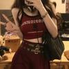 Short Small Camisole Vest for Women In Summer, Trendy Harajuku Style, American Chic, Hong Kong Style, Sweet and Spicy, Revealing Navel Sports Top