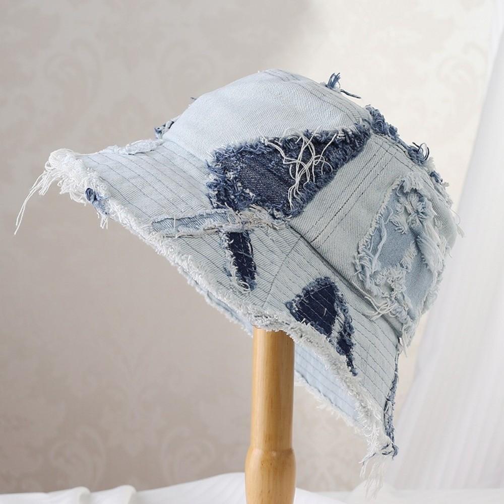 Панама из потертого денима в стиле «попрошайки», защита от солнца, шляпа-ведро, нишевая, ретро, шляпа рыбака, унисекс
