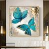 Абстрактные золотые, сине-золотые красивые бабочки, холст, живопись, постеры, принты, настенные художественные картинки для декора гостиной, Cuadros