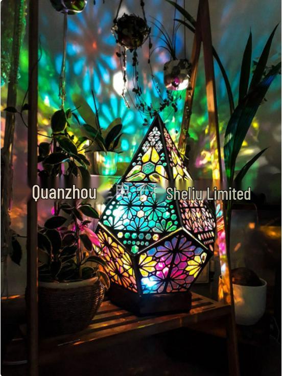 Bohemian LED Fairy Lights & Starry Projection Lamp for Romantic Candlelight Dinner