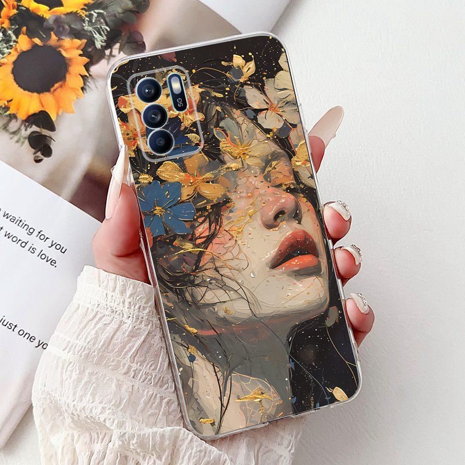 For OPPO Reno 6 6Z 5G Case CPH2237 CPH2251 Cover Fashion Flower Soft Silicon Bumper on OPPO Reno6 Pro CPH2249 Reno6 CPH2235 Capa