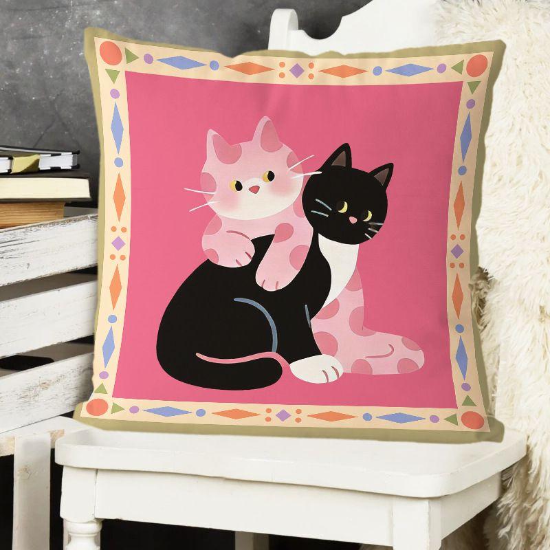 Cute Pink Polka-Dot Cat Pillow Home Decor Pillow for Sofas, Beds, and Backrests Car Headrest Pillow