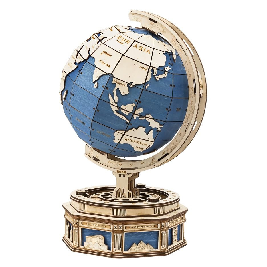 Tsukurundesu® 3D Wooden Puzzle ST002 Globe with Japanese Instructions