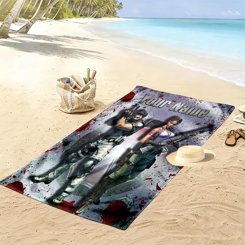 Custom NameResident Evil Beach Towel Soft Microfiber Summer Towel Quick Dry Absorbent Towel for Beach Swimming Pool Travel
