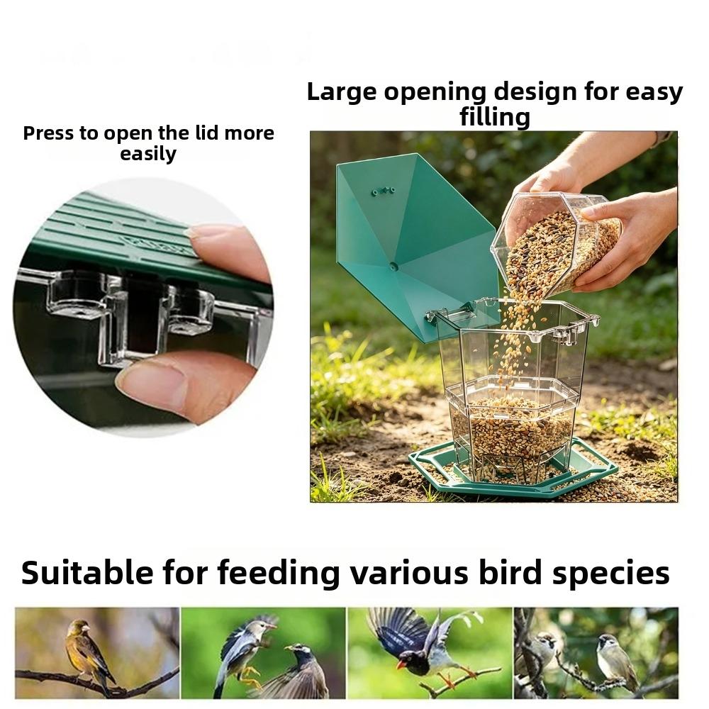 Large Capacity Bird Food Tray Waterproof Bird Feeding Station Collapsible Bird Feeder Garden