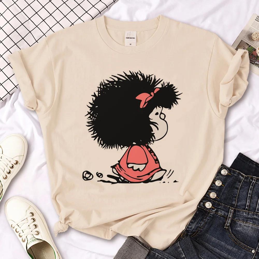Mafalda Tshirts Women Japanese Tee Female Funny Designer Graphic Clothes Y2k Top Shirts for Women