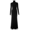 Women's Autumn Solid Color Casual High Neck Long Sleeve Slim Fishtail Dress