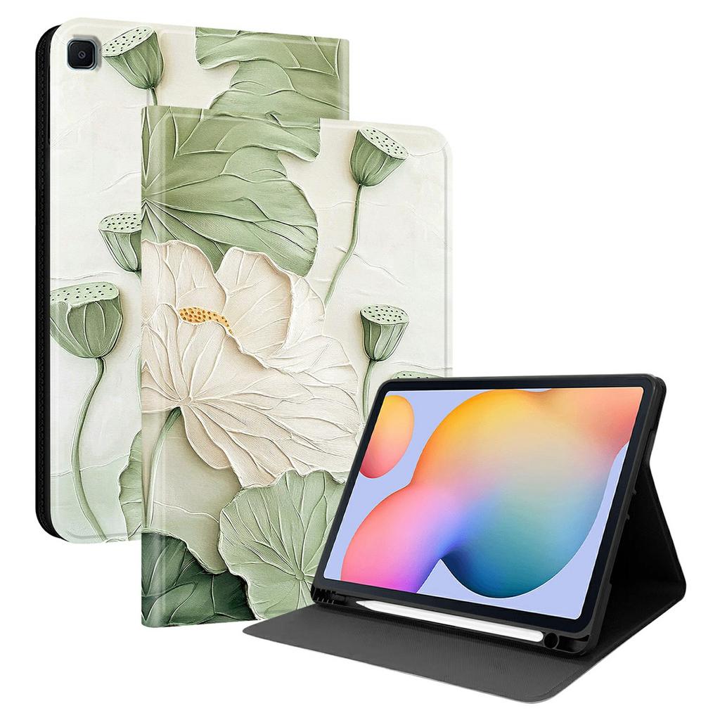 PU Leather Case For Samsung Galaxy Tab S6 Lite (2024) / Tab S6 Lite (2022) Pattern Print Tablet Cover Stand with Pen Slot (Stylus Not Included)