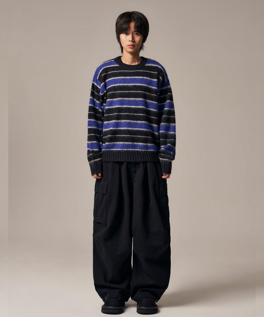 IDWS Vector Stripe Mohair Knit Black