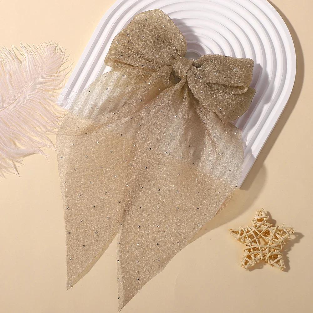 LOVEKIKI 1PCS Elegant Large Bow Ribbon Hair Clip Women Simple Polka Dot Hairgripes Ponytail Bow Hairpin Girls Hair Accessories