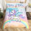 Rainbow Unicorn Three-Piece Digital Printing Kit Quilt Cover Bedding