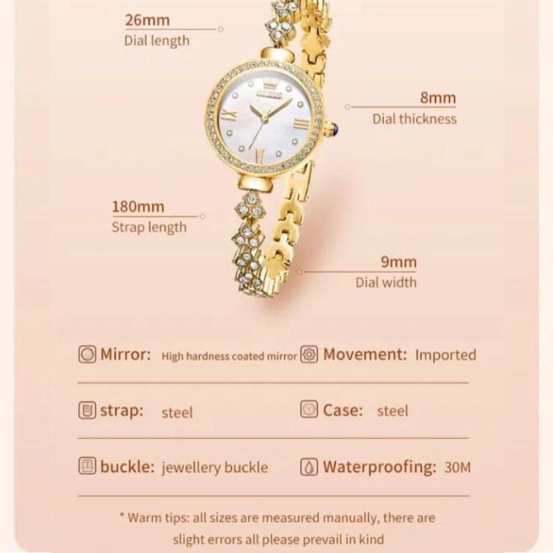 Full Circle Diamond Inlaid Quartz Watch for Women, Light Luxury Waterproof Watch, Valentine's Day Gift Watch