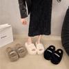 Thick-bottomed Fluffy Slippers for Women To Wear 2025 New Autumn and Winter Internet Celebrity Rhinestones with Heightening Home Cotton Slippers