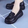 Thick-soled Mother Soft-soled Loafers Casual Retro Single Shoes Women's Autumn New Lightweight and Comfortable Muffin-soled Leather Shoes