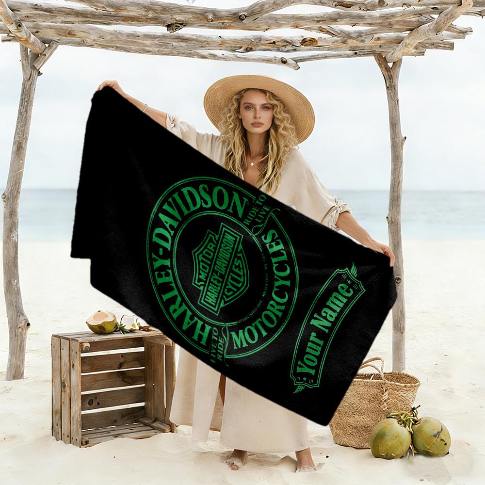 Harley-davidson Personalized Name Beach Towel Quick-Dry Soft Microfiber