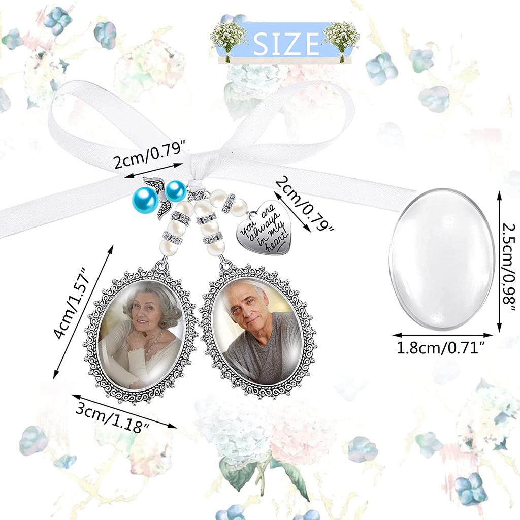Wedding Bouquet Charm Lace Oval Bridal Bouquet Angel Charm Memorial Photo Charm You Are Always In My Heart Charm MIT