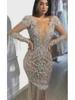 WT1150# Gold Sprinkled Long Sleeve Evening Gown for Women