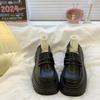 French Platform Thick Heel British Style Small Leather Shoes Women's 2025 New Spring and Autumn One-pedal Single Shoes Black Loafers