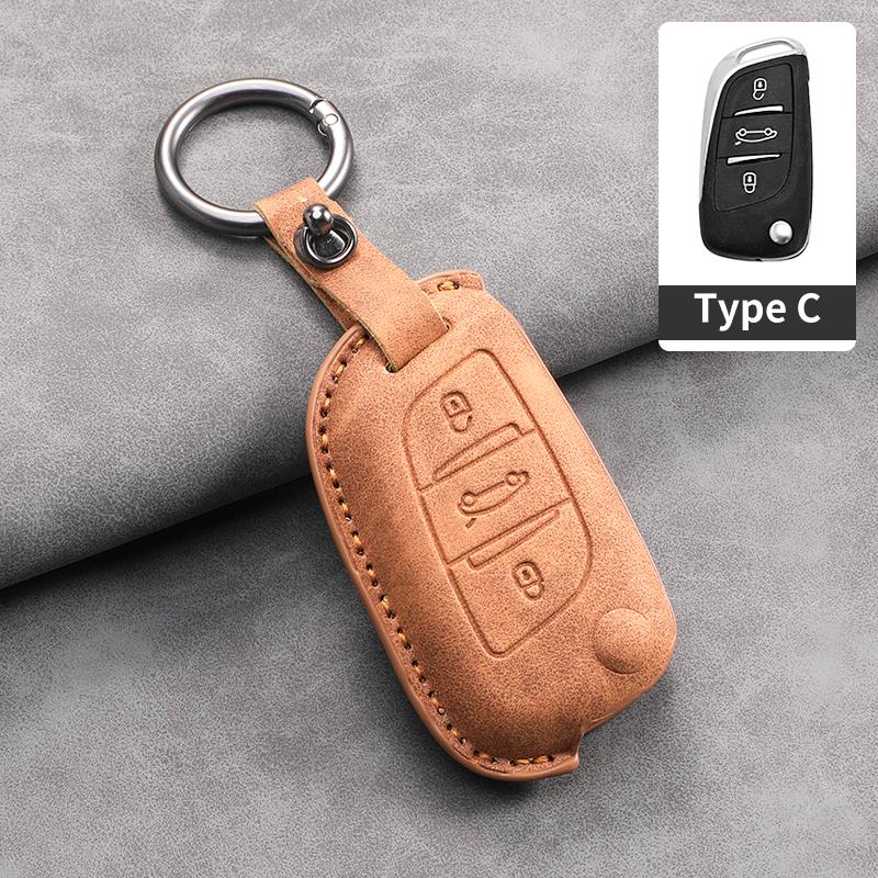 For Citroen C2 C3 C4 C5 C6 C8 DS4 for Peugeot 107 207 306 307 407 308 607 New Sheepskin Car Flip Key Case Cover Shell Fob
