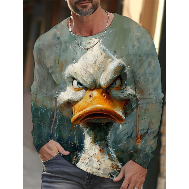 Модная мужская футболка с 3D-принтом с рисунком животного тигра волка, осенняя новинка, мужская футболка с длинными рукавами, повседневный пуловер оверсайз, топы