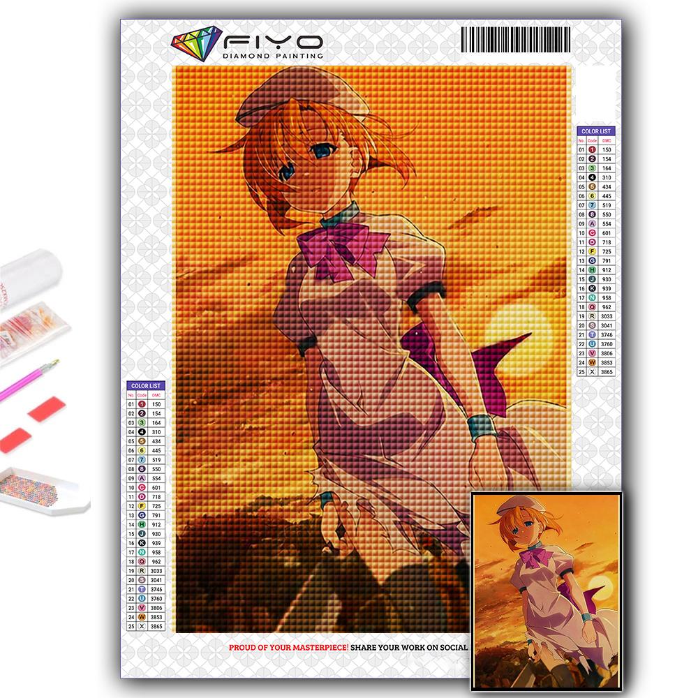 5D Алмазная картина Аниме Когда они плачут Хигураши DIY Алмазная вышивка Горный хрусталь Украшение дома