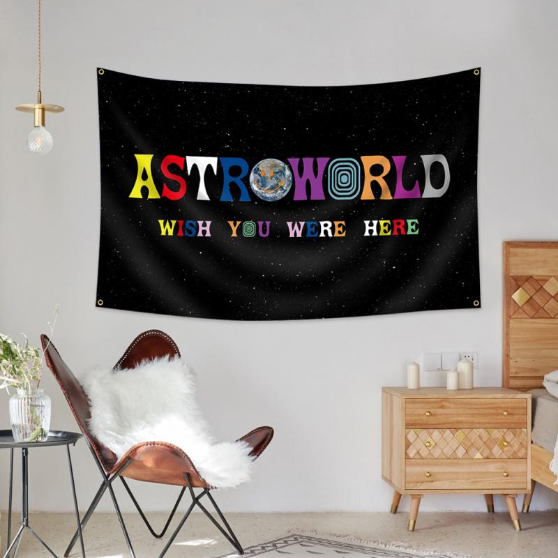 VIKAMA Simple English Space World Tapestry Bedroom And Living Room Wall Hanging Home Decoration Background Fabric