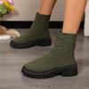 2025 Foreign Trade New Fly-woven Socks Boots Large Size Thick-soled Thick Heel Solid Color European and American Casual Outer Wear Medium Tube M