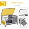 Wooden Rabbit Hutch with 4 Wheels, Rabbit House and Ramp, 90x53x59cm, Grey