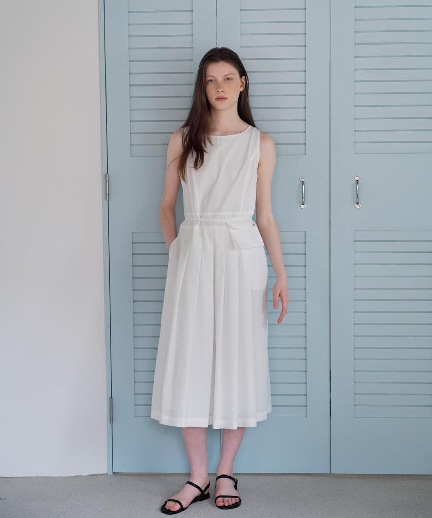 Button Belt Pouch Set Long Onepiece (Ivory)