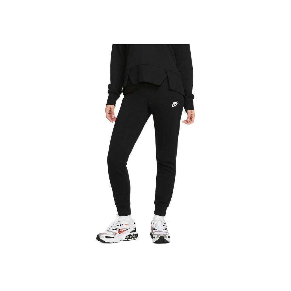 Nike Спортивные штаны Club Fleece с завышенной талией, узкие, джоггеры, черные с белым, для женщин DQ5175-010