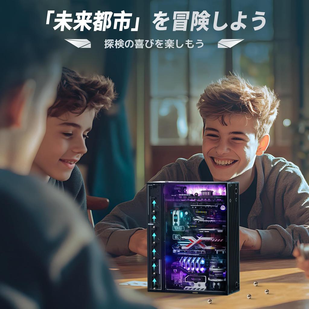 ROBOTIME 3D Motorized Marble Movable Parallel World Future City with DIY Craft Time Educational Gift for Middle School Students and Cool Interior