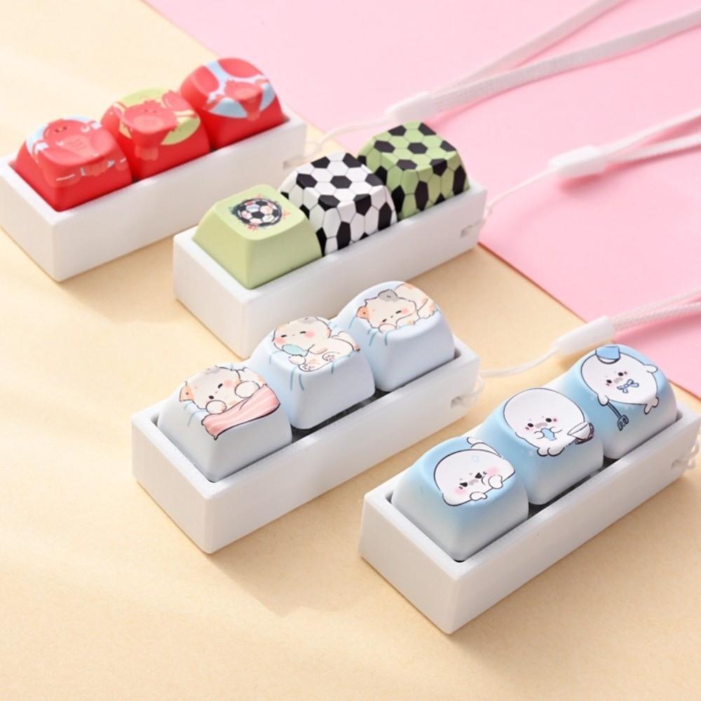 Cartoon Cat Keycap Fidget Keychain 3 Keys Finger Press Keycap Keychain Calming