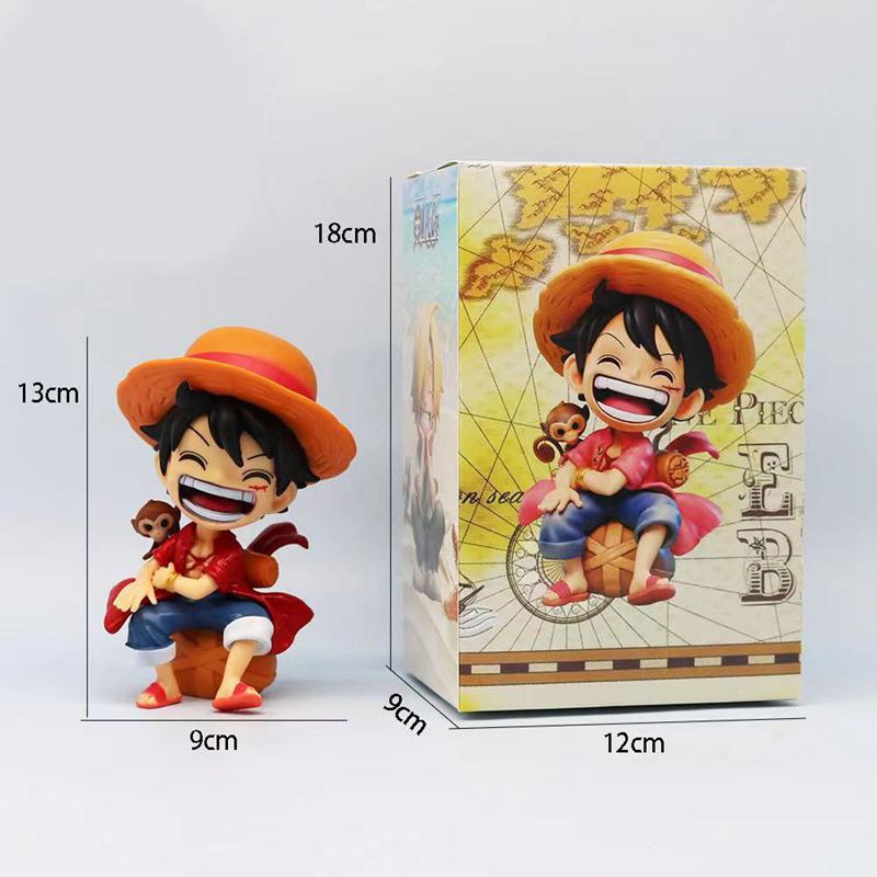 13 см Фигурка Аниме One Piece Сидящий Смеющийся Луффи Фигурки Действия Кавайный Санджи Зоро Фигурка Украшения для Комнаты Машины Коллекционные Игрушки