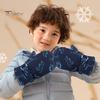 1 Pair Children Winter Mittens Thick Plush-lined Windproof Cartoon Dinosaur Cold Weather Outdoor Gloves Adjustable Fasten Strap Anti-Slip Ski Gloves