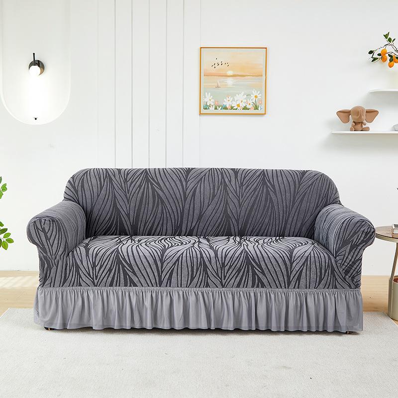 Чехол для дивана с жаккардовой юбкой Изображение Гофрированный всеобъемлющий эластичный чехол для дивана Утолщенный нескользящий универсальный на все сезоны