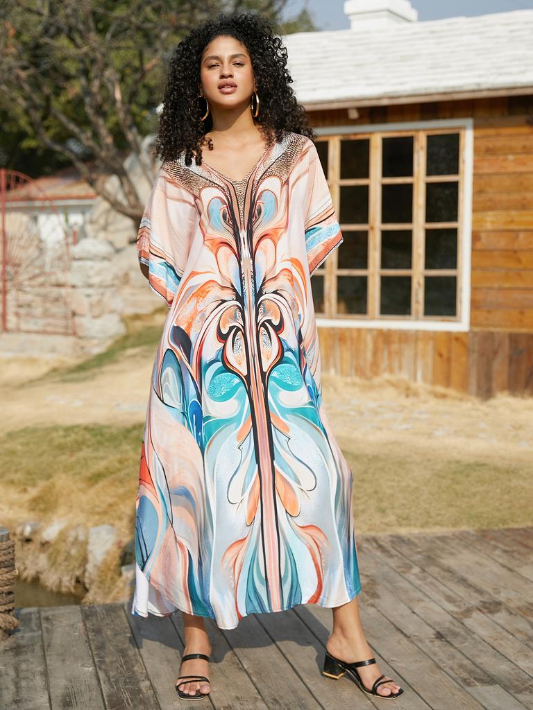 Пляжные кафтаны для женщин с принтом бабочки и попугая, летние платья больших размеров, праздничные купальные костюмы, дропшиппинг