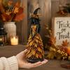 Autumn Home Decor Witch Figurine Statue, Resin Halloween Fall Tabletop Decor, Seasonal Mantle Display Shelf Ornament for Mantel Fireplace Desk Tiered