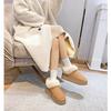XD1 Leather Velvet Sheepskin Fur Integrated Thick-bottomed Low-top Snow Boots Women's Fluffy Boots