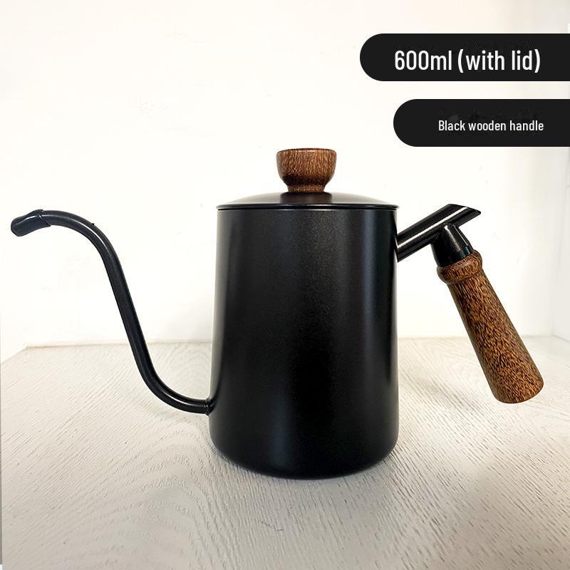 Кофейник из нержавеющей стали 304 с ручкой из цельного дерева, узкий носик, 600 мл