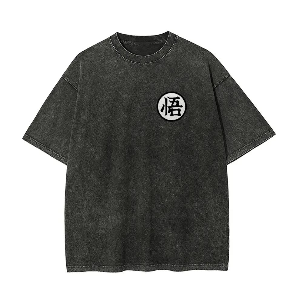 New Anime Dragon Ball Printed Tshirt Mens and Womens Washed Tshirt High Quality Vintage Cotton Tshirt Harajuku Tops