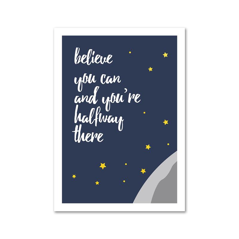 Lighthouse Cartoon Poster Print Sun Night Sky Stars Modular Canvas Painting Nordic Wall Art Pictures Artwork Home Bedroom Decor