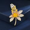 Blazer Exquisite Flower Corsage Accessories Luxury Sparkle Zircon Full Diamond Wheat Brooch
