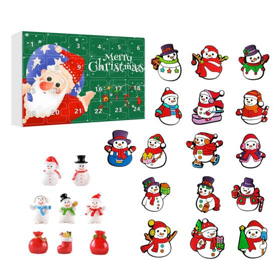Рождественский снеговик Адвент-календарь 24-дневный обратный отсчет Рождественский подарочный набор 2D мультяшный снеговик подвесные украшения