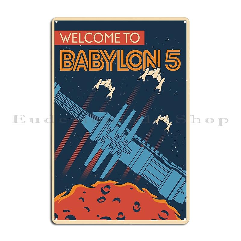 Вавилон 5 Винтажный Космический Постер Starfury Металлическая Табличка Ретро Тарелки Дом Клуб Вечеринка Вавилон 5 Journev Space Жестяная Табличка Постеры