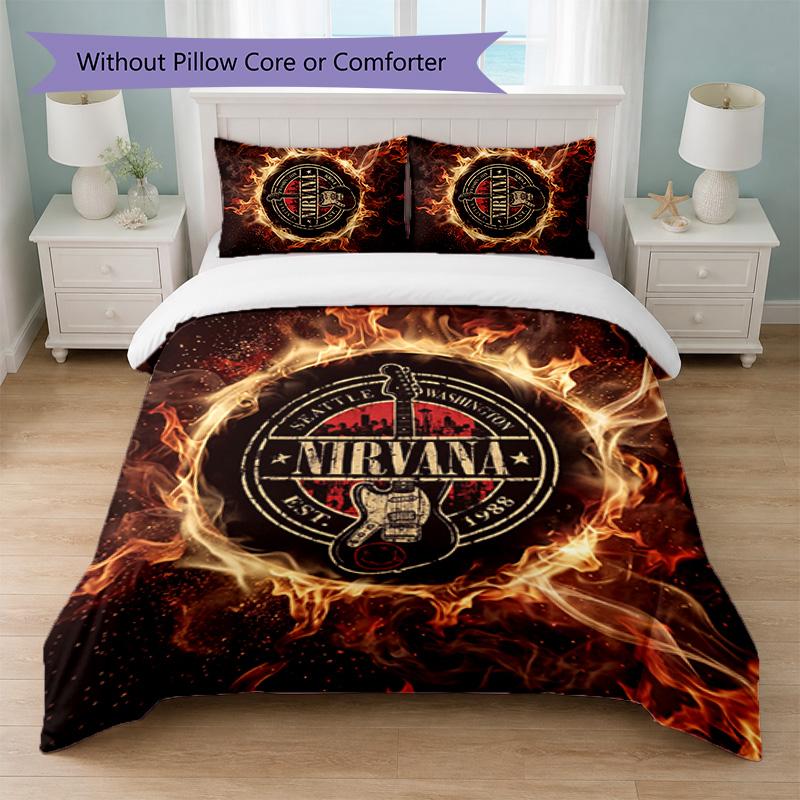 Nirvana Print 3Pcs Bedding Set Duvet Cover With Two Pillowcases Soft Bed Linen For Household Bedroom