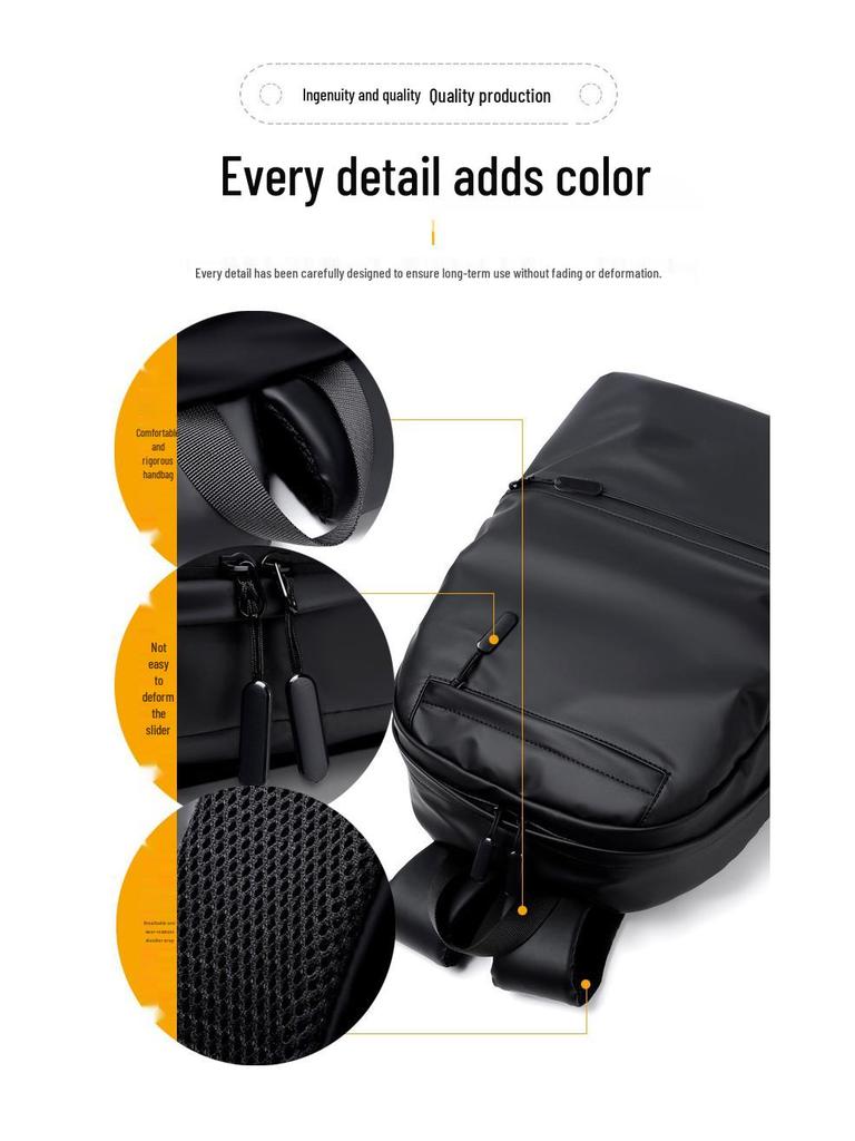 Мужской 15-дюймовый легкий водонепроницаемый кожаный рюкзак - Большая вместимость, модный тренд для бизнеса