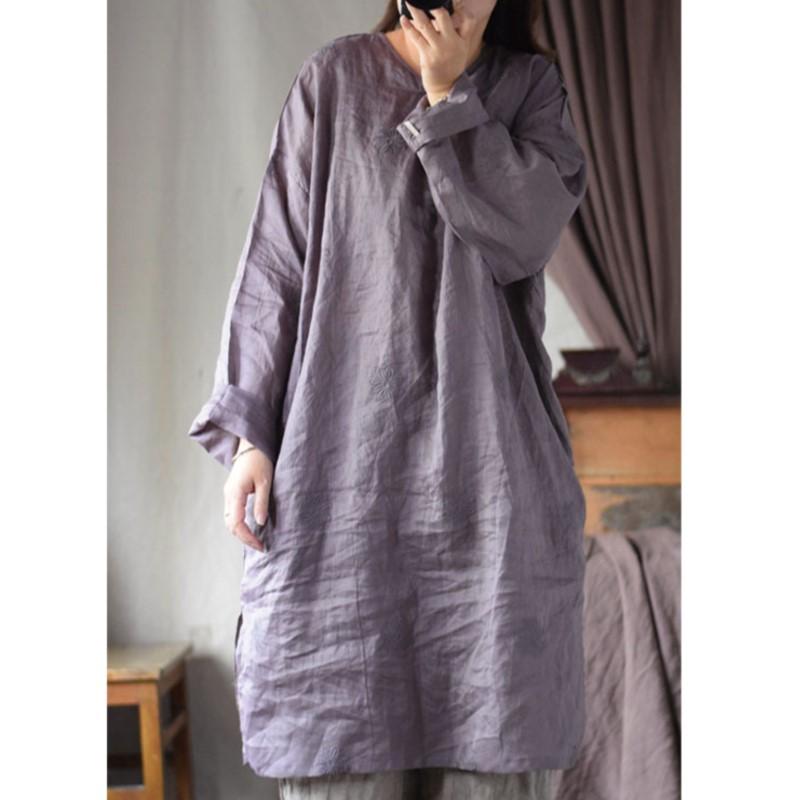 Johnature Женское винтажное жаккардовое платье однотонное с круглым вырезом и длинным рукавом весеннее в китайском стиле высокого качества