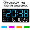Large Digital Wall Clock Temp Date Week Display Remote Control USB Powered Table Clock Wall-mounted Dual Alarms LED Clocks