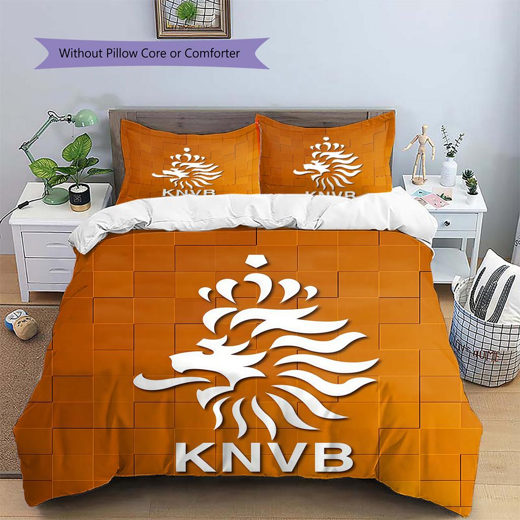 KNVB Pattern Bedding Quilt Set Home Decoration Gift (1 * duvet cover + 2 * pillowcase without core)