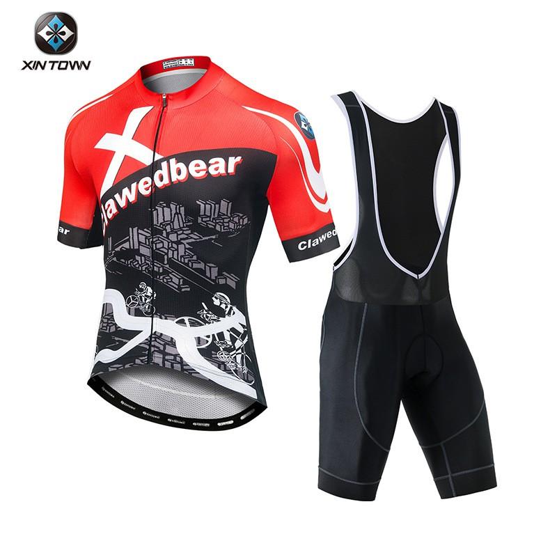 XINTOWN Mens Short Bib Cycling Jersey Quick Dry Moisture Wicking Bike Shirt Wear